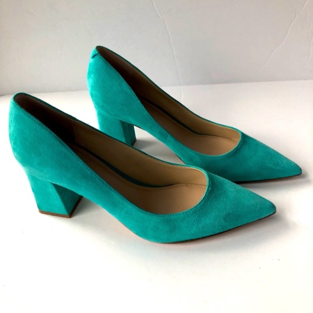 Marc Fisher Chunky Heels, Teal Blue/Green Size 8